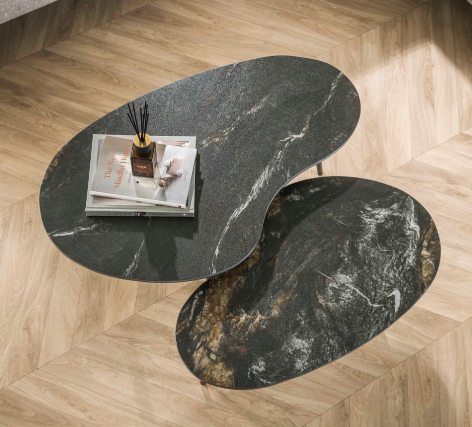 Salontafel set/2 niervormig fossil